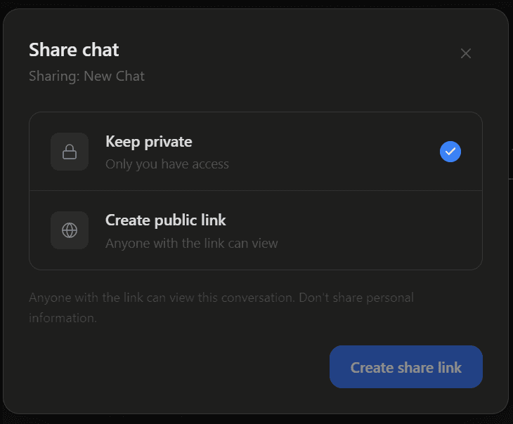 Claude AI share chat modal by Muhammad Niaz Ali Pakistan